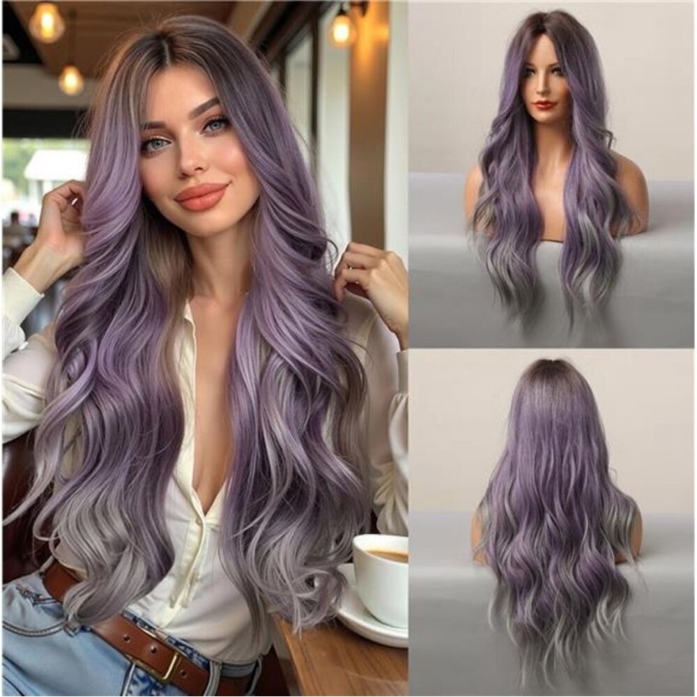 Lavender Ombre Long Wavy Wig